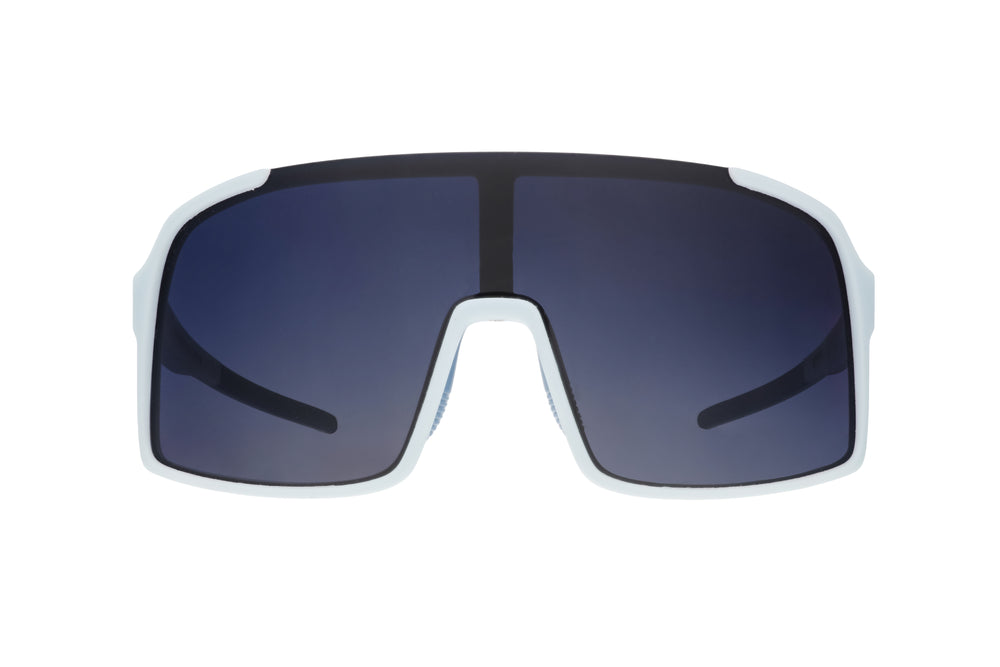 Goodr Shield Astro G sunglasses Kidnapped by a Cyborg edition featuring a blue frame and gradient lenses, ideal for active lifestyles and casual fashion.