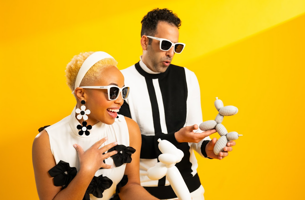 Goodr Pop G sunglasses The Mod One Out featuring white angular frames with black non-reflective lenses, perfect for sporty and trendy outdoor wear