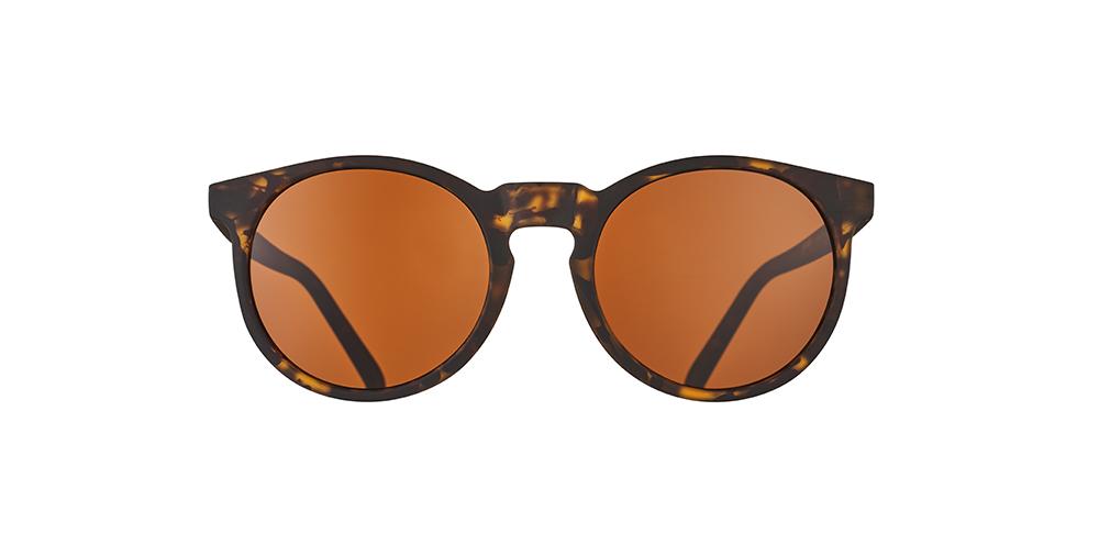 Circle G running sunglasses Nine Dollar Pour Over model with tortoise shell frame and all polarized lenses, no slip no bounce fit perfect for outdoor activities.