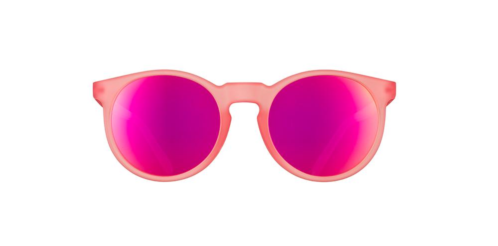 Circle G running sunglasses Influencers Pay Double model featuring pink frame and pink polarized round lenses, no slip no bounce fit ideal for runners and sports enthusiasts