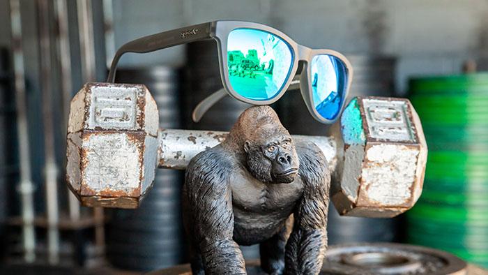 Goodr Silverback Squat OG running sunglasses with no-slip black frame and polarized UV400 lenses — perfect for running, fitness, and outdoor sports.
