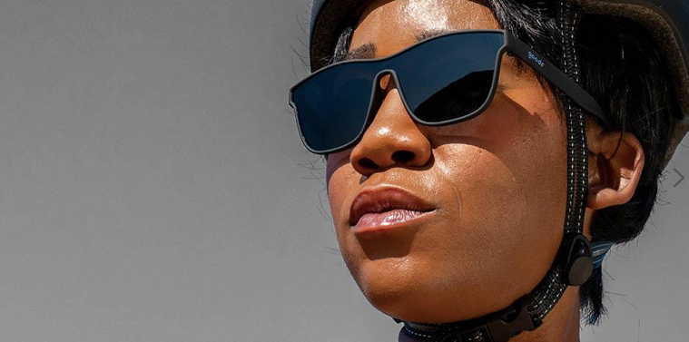 goodr VRG polarized sunglasses The Future is Void model with all-black wraparound frame and lenses, no slip no bounce fit, and polarized lenses—perfect for running, cycling, and high-performance outdoor activities.