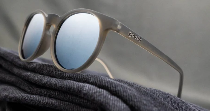 Goodr Circle G They Were Out of Black round gray polarized sunglasses with no-slip, no-bounce fit. Hipster-inspired running sunglasses designed for comfort and style.