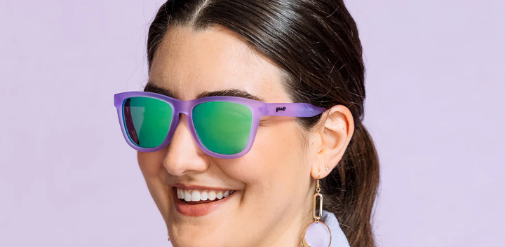 Goodr OG sunglasses Lilac It Like That – stylish lilac purple running sunglasses with mirrored pink polarized lenses, lightweight no-slip frame designed for runners, cyclists, and active lifestyles.