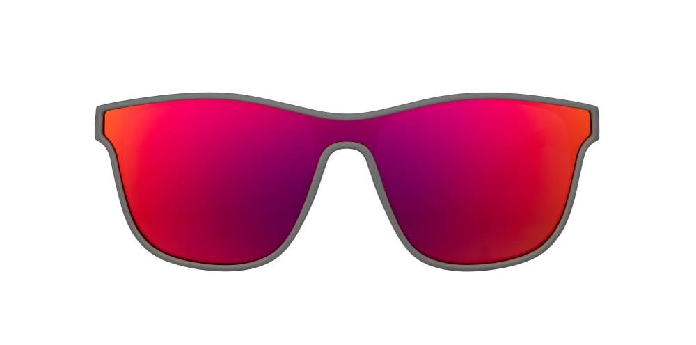 goodr VRG polarized sunglasses VOIGHT-KAMPFF VISION model with futuristic wraparound design, no slip no bounce fit, and all polarized lenses—engineered for running and high-performance activities with bold sci-fi style