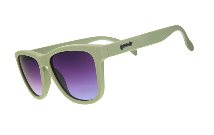 Goodr OG sunglasses Dawn of a New Sage – matte sage green running sunglasses with polarized green reflective lenses, no-slip grip, and lightweight frame for runners and athletes.