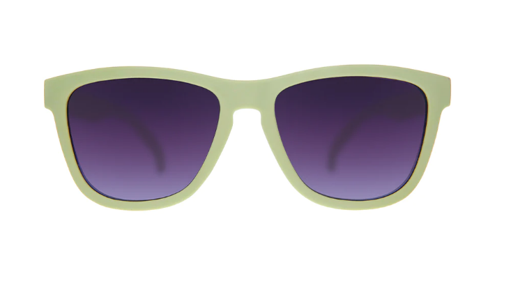 Goodr OG sunglasses Dawn of a New Sage – matte sage green running sunglasses with polarized green reflective lenses, no-slip grip, and lightweight frame for runners and athletes.