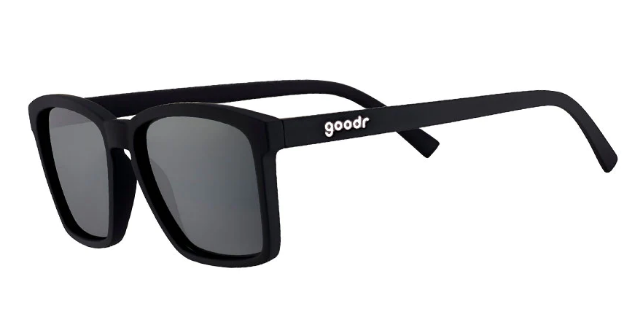 Goodr LFG sunglasses 'Get On My Level' – sleek black polarized sunglasses with a snug fit for small heads, featuring a lightweight no-bounce frame, glare-reducing lenses, and stylish square shape for active lifestyles.