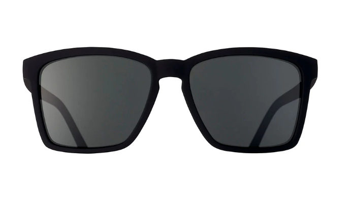 Goodr LFG sunglasses 'Get On My Level' – sleek black polarized sunglasses with a snug fit for small heads, featuring a lightweight no-bounce frame, glare-reducing lenses, and stylish square shape for active lifestyles.