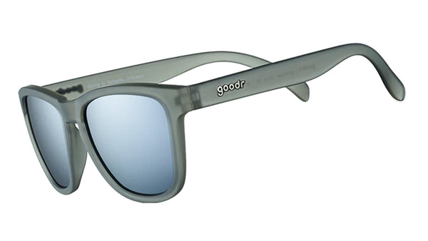 Goodr Going to Valhalla... Witness! OG running sunglasses with sleek black frame and mirrored polarized UV400 lenses — no-slip, no-bounce performance for running and outdoor adventures.